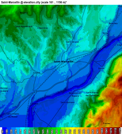 Zoom OUT 2x Saint-Marcellin, France elevation map