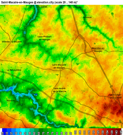 Zoom OUT 2x Saint-Macaire-en-Mauges, France elevation map