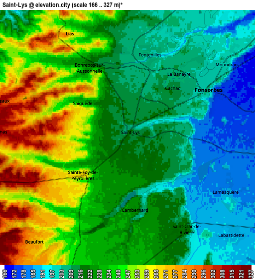 Zoom OUT 2x Saint-Lys, France elevation map