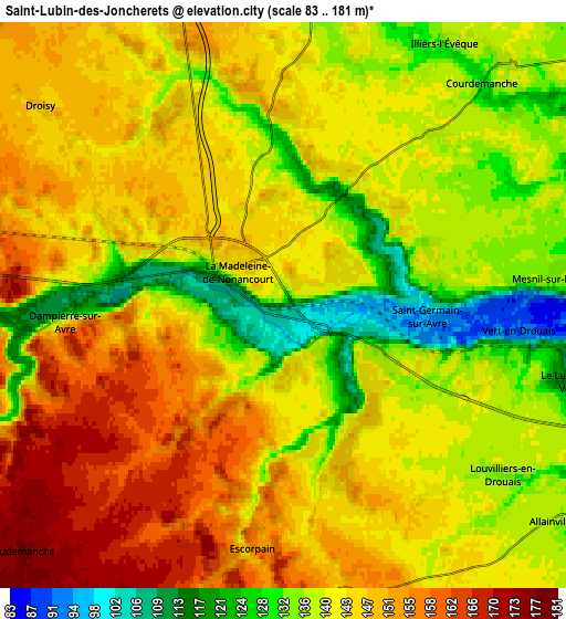 Zoom OUT 2x Saint-Lubin-des-Joncherets, France elevation map