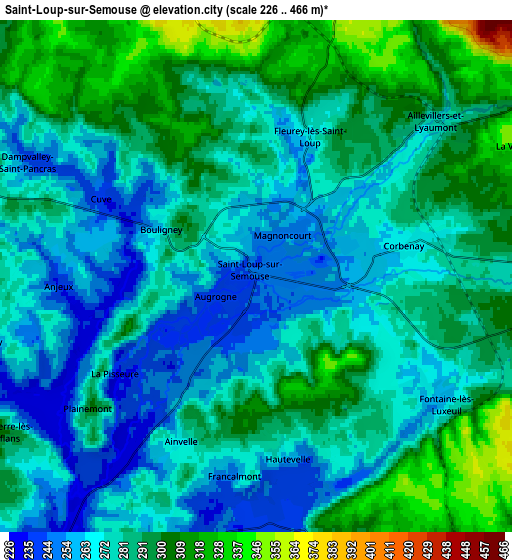 Zoom OUT 2x Saint-Loup-sur-Semouse, France elevation map