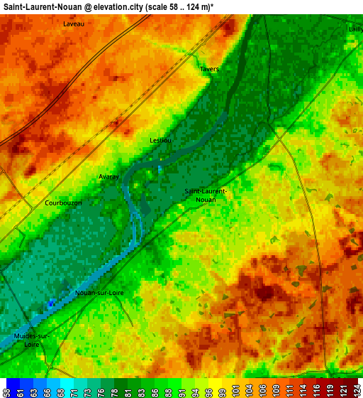 Zoom OUT 2x Saint-Laurent-Nouan, France elevation map