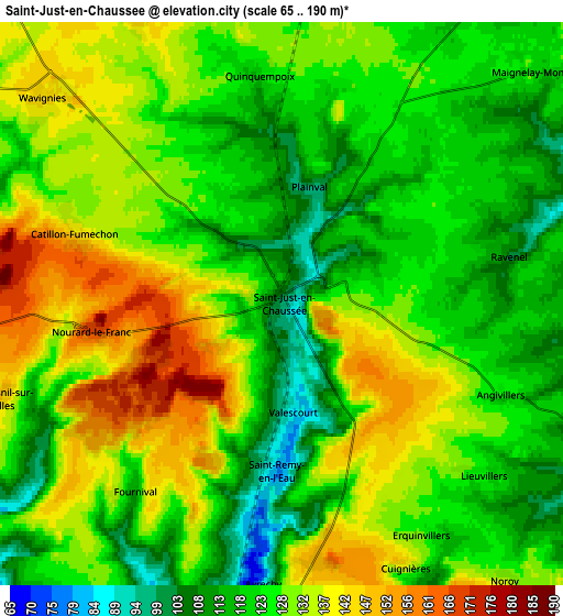 Zoom OUT 2x Saint-Just-en-Chaussée, France elevation map