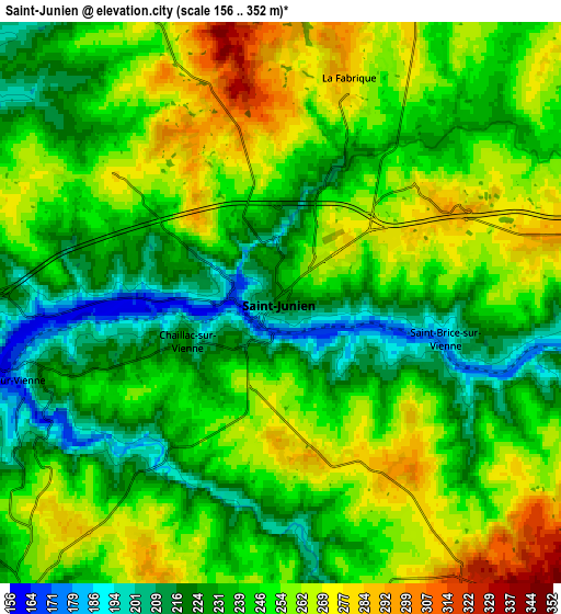 Zoom OUT 2x Saint-Junien, France elevation map