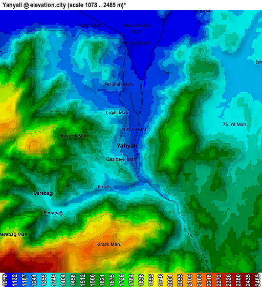 Zoom OUT 2x Yahyalı, Turkey elevation map