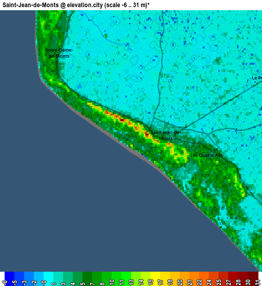 Zoom OUT 2x Saint-Jean-de-Monts, France elevation map