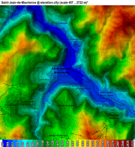 Zoom OUT 2x Saint-Jean-de-Maurienne, France elevation map