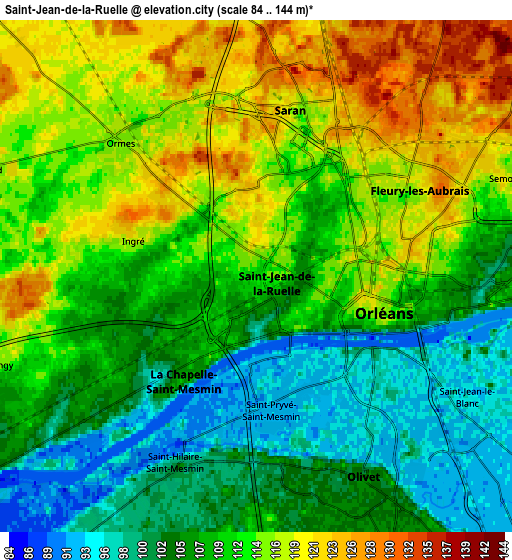 Zoom OUT 2x Saint-Jean-de-la-Ruelle, France elevation map