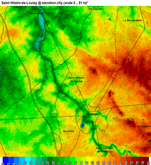 Zoom OUT 2x Saint-Hilaire-de-Loulay, France elevation map