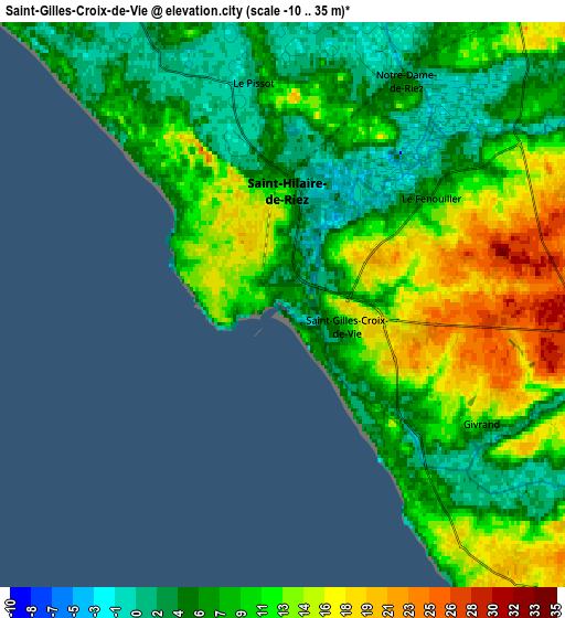 Zoom OUT 2x Saint-Gilles-Croix-de-Vie, France elevation map