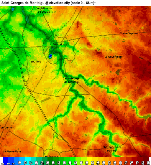 Zoom OUT 2x Saint-Georges-de-Montaigu, France elevation map