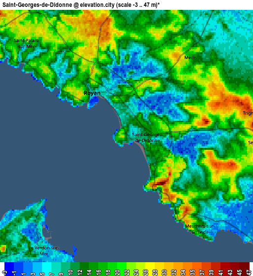 Zoom OUT 2x Saint-Georges-de-Didonne, France elevation map