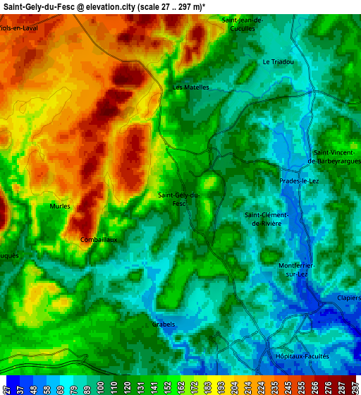 Zoom OUT 2x Saint-Gély-du-Fesc, France elevation map