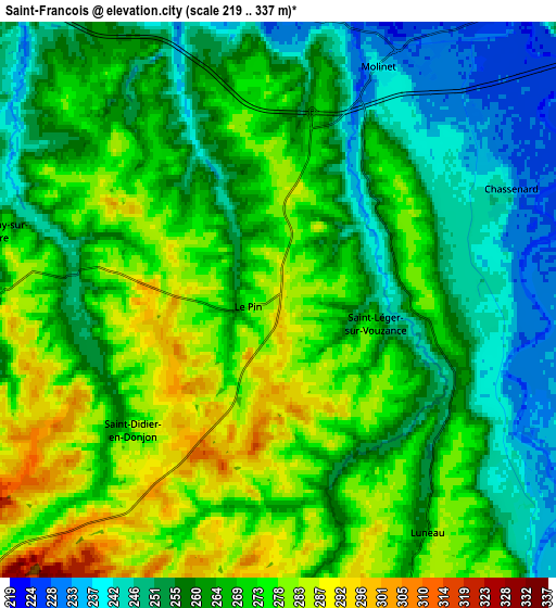 Zoom OUT 2x Saint-François, France elevation map