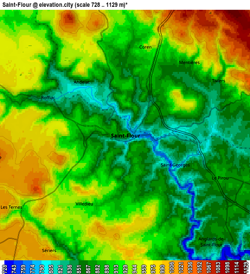 Zoom OUT 2x Saint-Flour, France elevation map