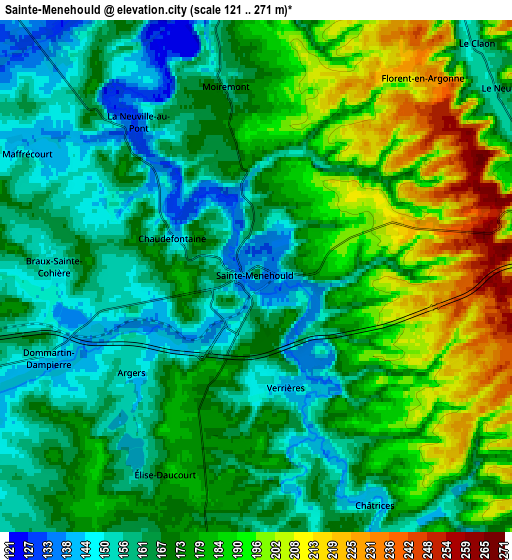 Zoom OUT 2x Sainte-Menehould, France elevation map