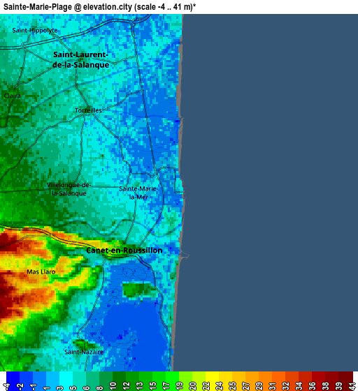 Zoom OUT 2x Sainte-Marie-Plage, France elevation map