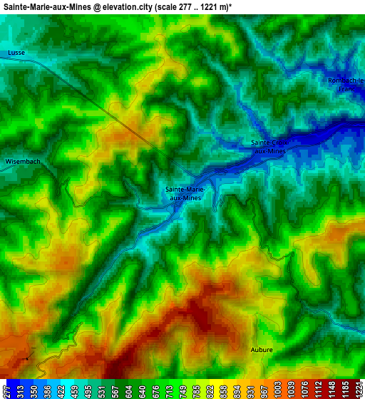 Zoom OUT 2x Sainte-Marie-aux-Mines, France elevation map