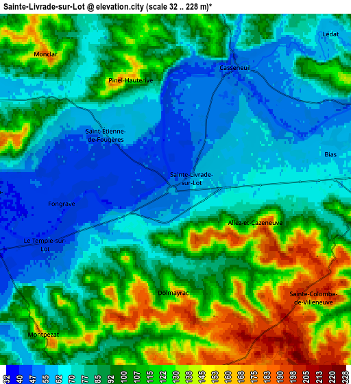 Zoom OUT 2x Sainte-Livrade-sur-Lot, France elevation map