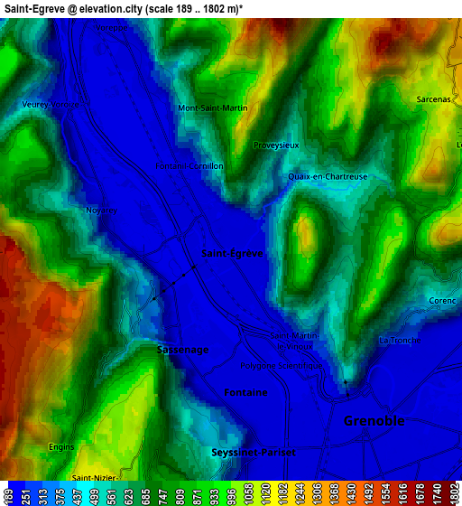 Zoom OUT 2x Saint-Égrève, France elevation map