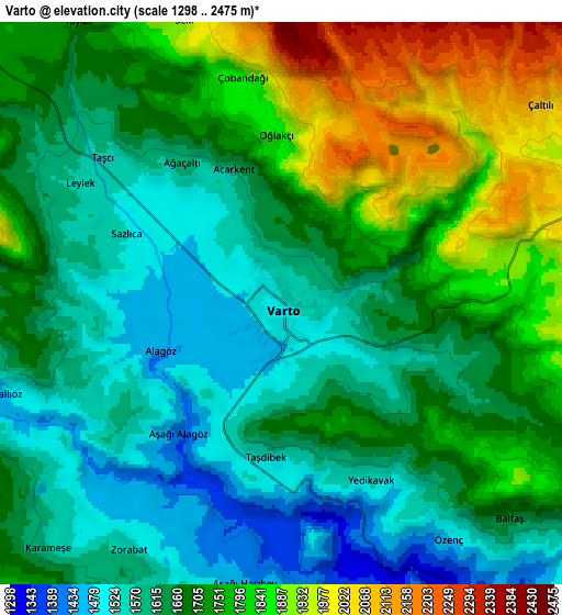 Zoom OUT 2x Varto, Turkey elevation map