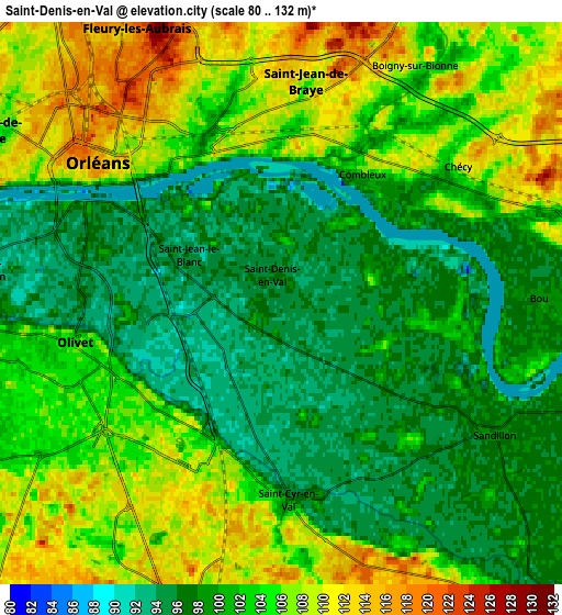 Zoom OUT 2x Saint-Denis-en-Val, France elevation map