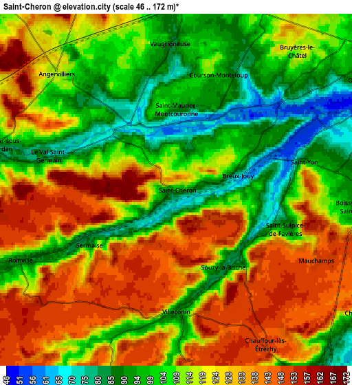 Zoom OUT 2x Saint-Chéron, France elevation map