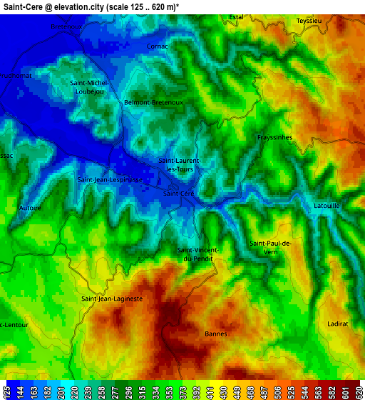 Zoom OUT 2x Saint-Céré, France elevation map