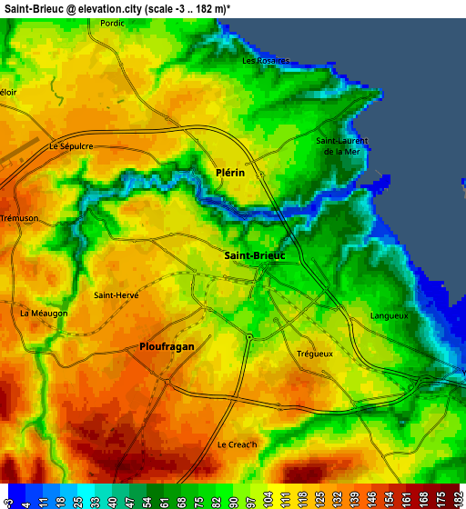 Zoom OUT 2x Saint-Brieuc, France elevation map