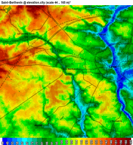 Zoom OUT 2x Saint-Berthevin, France elevation map