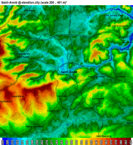 Zoom OUT 2x Saint-Avold, France elevation map