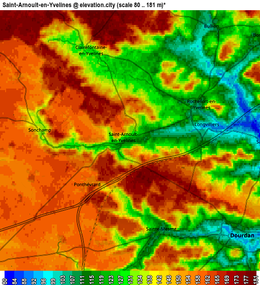 Zoom OUT 2x Saint-Arnoult-en-Yvelines, France elevation map