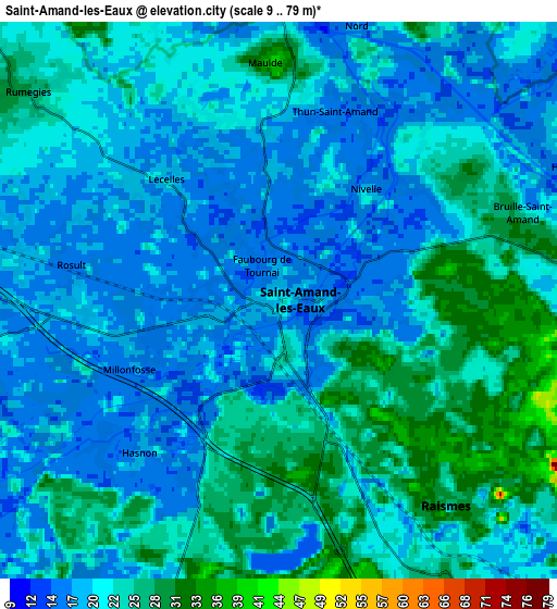 Zoom OUT 2x Saint-Amand-les-Eaux, France elevation map