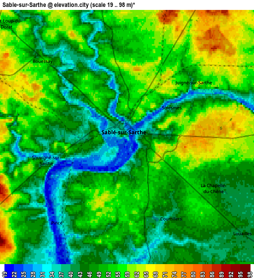 Zoom OUT 2x Sablé-sur-Sarthe, France elevation map