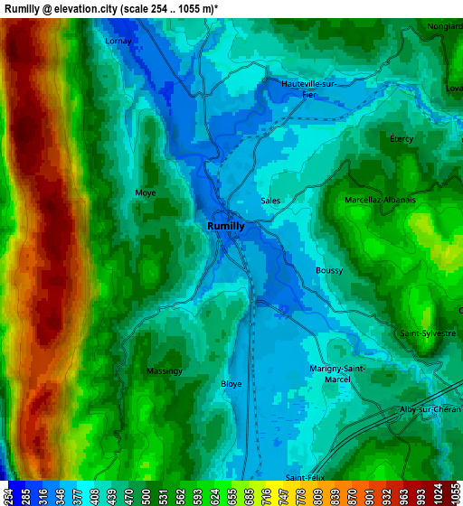 Zoom OUT 2x Rumilly, France elevation map