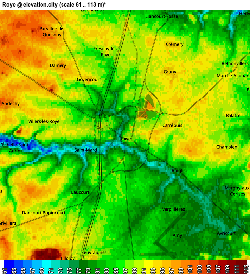 Zoom OUT 2x Roye, France elevation map