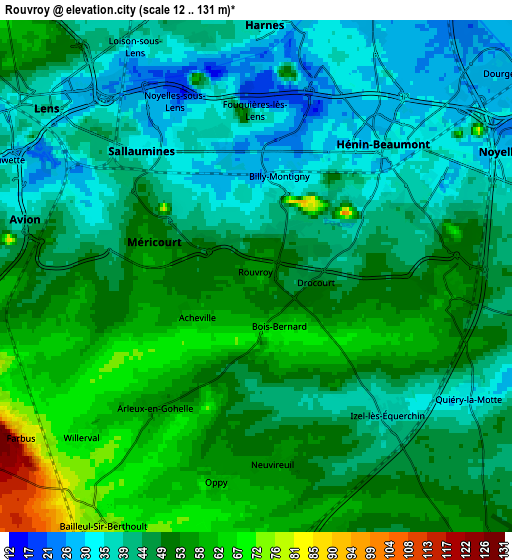 Zoom OUT 2x Rouvroy, France elevation map