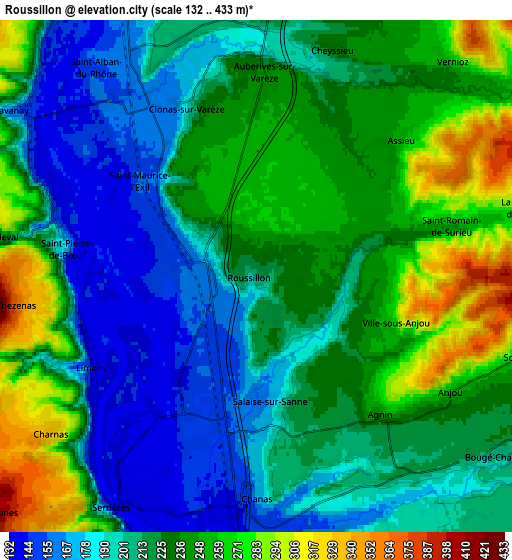 Zoom OUT 2x Roussillon, France elevation map