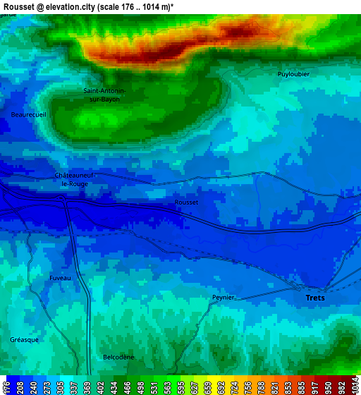 Zoom OUT 2x Rousset, France elevation map