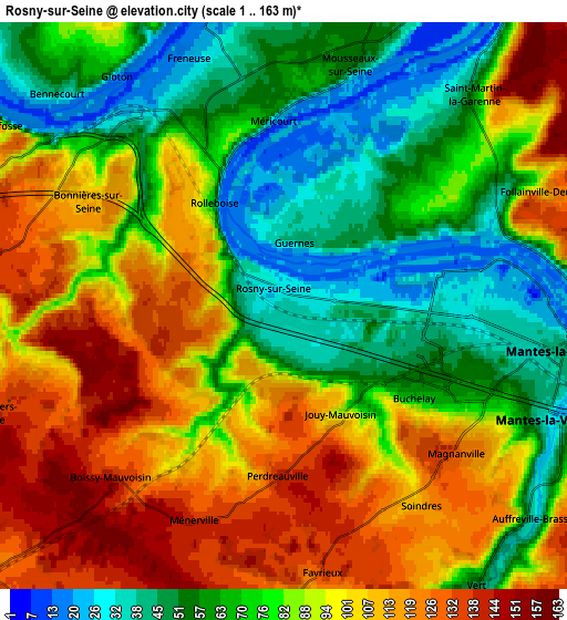 Zoom OUT 2x Rosny-sur-Seine, France elevation map