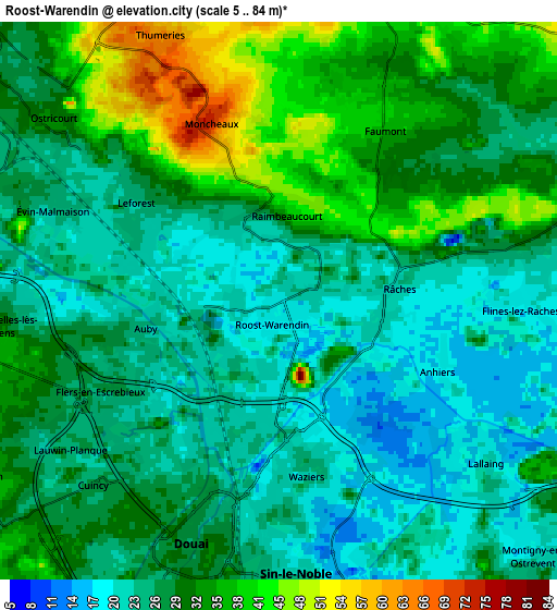 Zoom OUT 2x Roost-Warendin, France elevation map