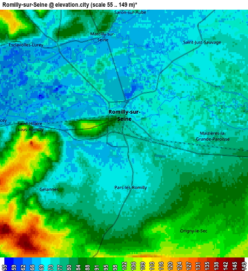 Zoom OUT 2x Romilly-sur-Seine, France elevation map