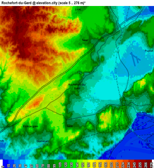 Zoom OUT 2x Rochefort-du-Gard, France elevation map