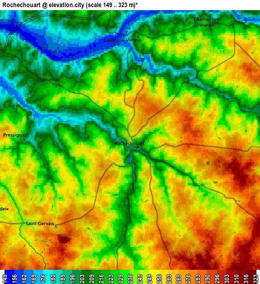 Zoom OUT 2x Rochechouart, France elevation map