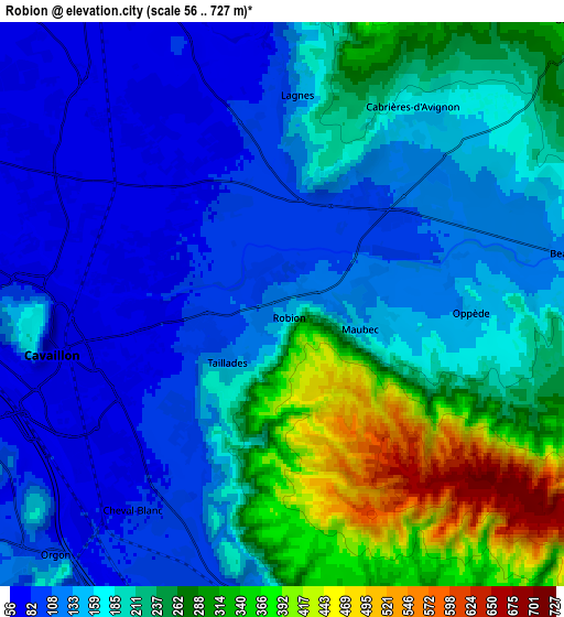 Zoom OUT 2x Robion, France elevation map