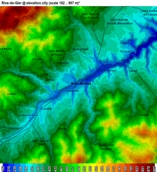 Zoom OUT 2x Rive-de-Gier, France elevation map