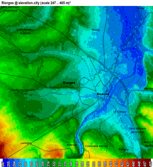 Zoom OUT 2x Riorges, France elevation map