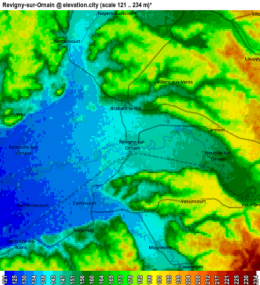 Zoom OUT 2x Revigny-sur-Ornain, France elevation map