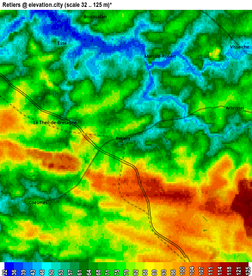 Zoom OUT 2x Retiers, France elevation map