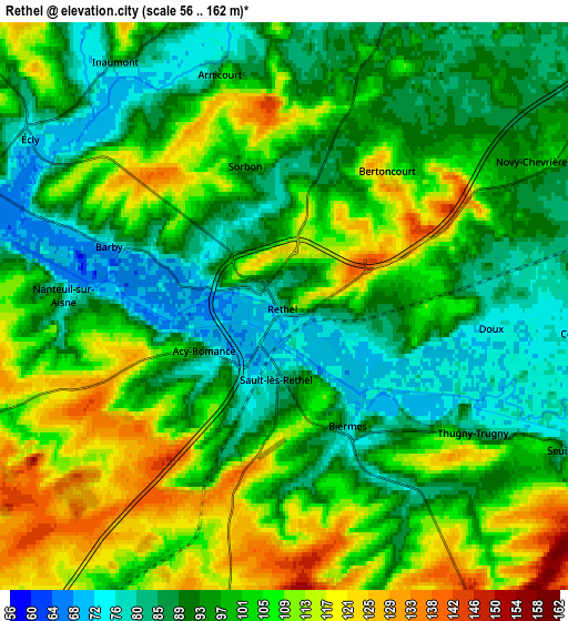 Zoom OUT 2x Rethel, France elevation map